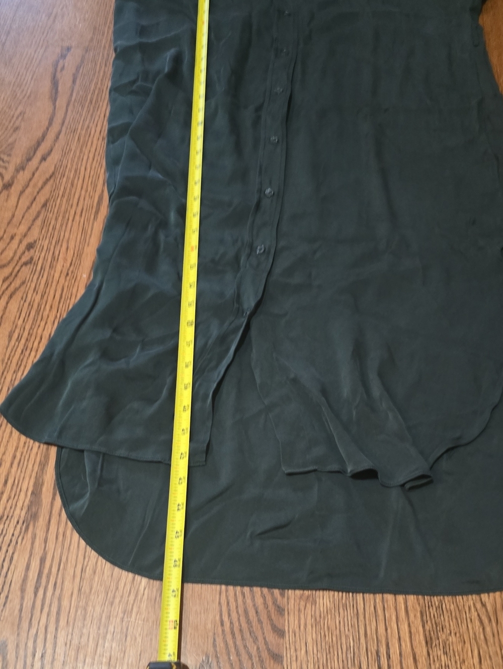 Quince Shirt Dress Large‎ 100% Silk Forest Green - Picture 4 of 6